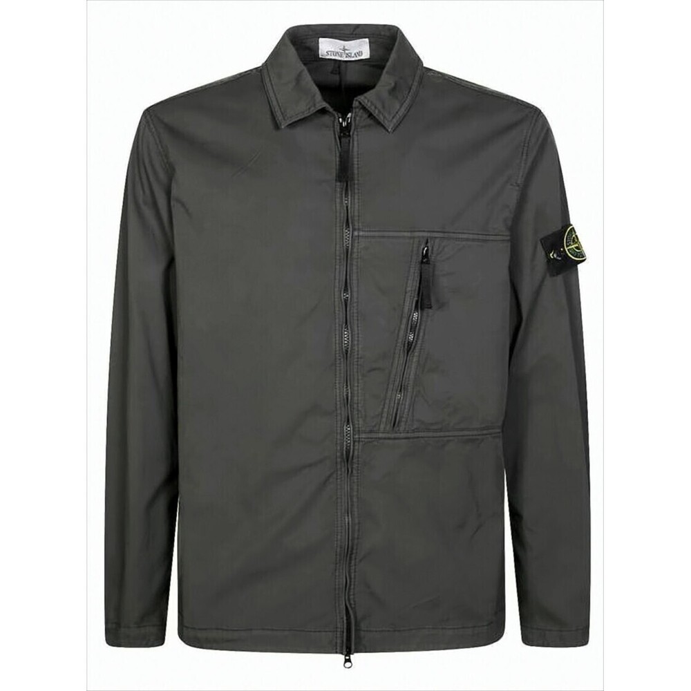 STONE ISLAND Long-Sleeve Structured Collar Shirt with Zipper Closure